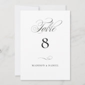 Modern Elegant Script Classic Wedding Table Number (裏面)