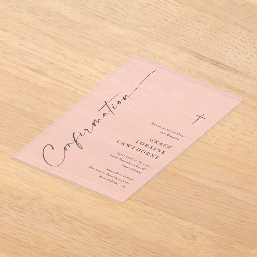 Modern Elegant Script Confirmation アクリル招待状 (レイダウン)