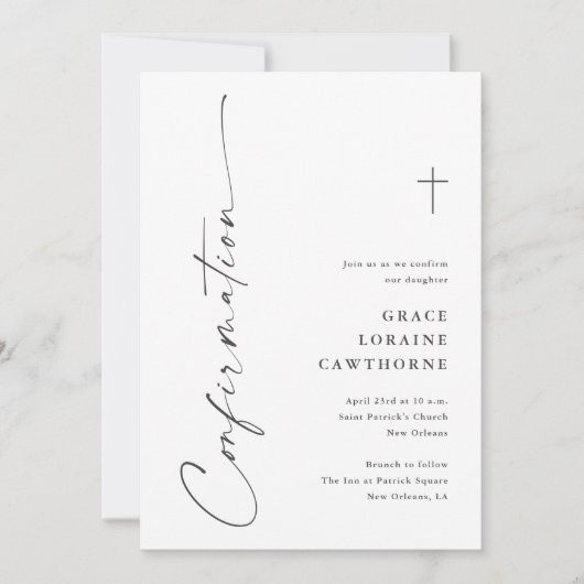 Modern Elegant Script Confirmation 招待状 (正面)