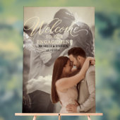 Modern elegant script engagement photo welcome アクリルサイン (ニュートラル)