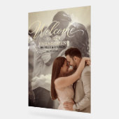 Modern elegant script engagement photo welcome アクリルサイン (傾斜)