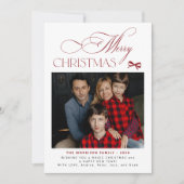 Modern elegant script family photo Merry Christmas シーズンカード (正面)