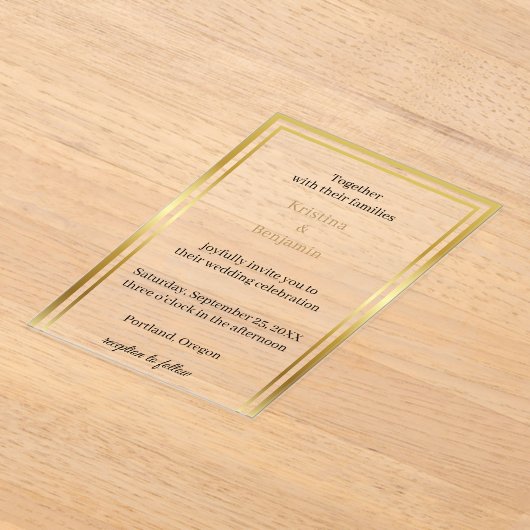 Modern Elegant Script  gold wedding  アクリル招待状 (レイダウン)