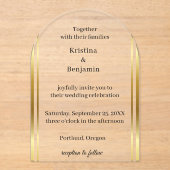 Modern Elegant Script gold wedding アクリル招待状 (正面)