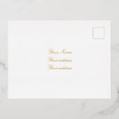 Modern Elegant Script Gold & White Wedding RSVP 箔シーズンポストカード (裏面)