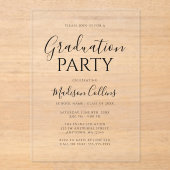 Modern Elegant Script Graduation Party アクリル招待状 (正面)