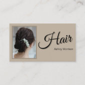 Modern Elegant Script Hair Stylist Beige  名刺 (正面)