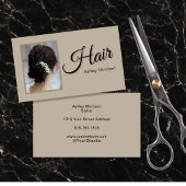 Modern Elegant Script Hair Stylist Beige  名刺