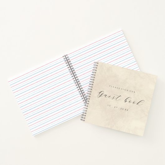 Modern elegant script ivory guest book for wedding ノートブック (内部)