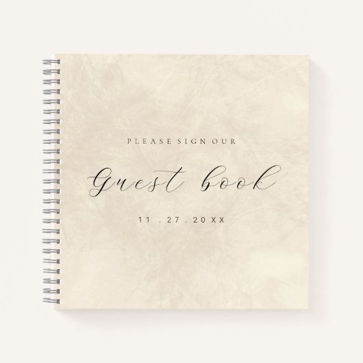 Modern elegant script ivory guest book for wedding ノートブック (正面)