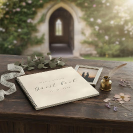Modern elegant script ivory guest book for wedding ノートブック