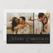 Modern Elegant Script Photo Collage Christmas シーズンカード (正面)