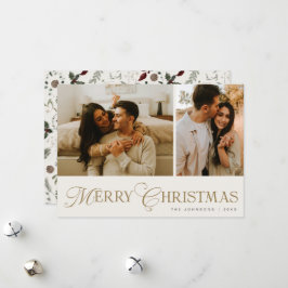 Modern Elegant Script Photo Collage Christmas シーズンカード