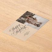 Modern Elegant Script Photo Collage Christmas Card アクリル招待状 (レイダウン)