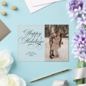 Modern Elegant Script Photo Collage Christmas Card アクリル招待状 (インサイチュ (ウェディング))