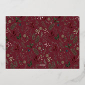 Modern Elegant Script Photo Collage Gold Christmas 箔シーズンカード (裏面)