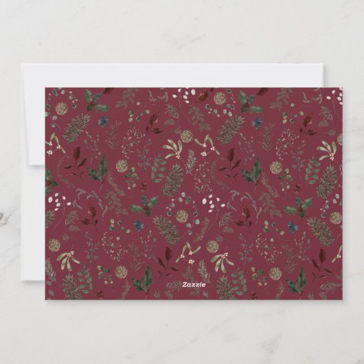 Modern Elegant Script Photo Collage Red Christmas シーズンカード (裏面)