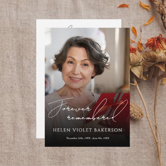 Modern Elegant Script Photo Funeral Flat プログラム