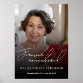 Modern Elegant Script Photo Funeral Welcome Sign ポスター (正面)