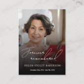 Modern Elegant Script Photo Funeral Welcome Sign 名刺 (正面)