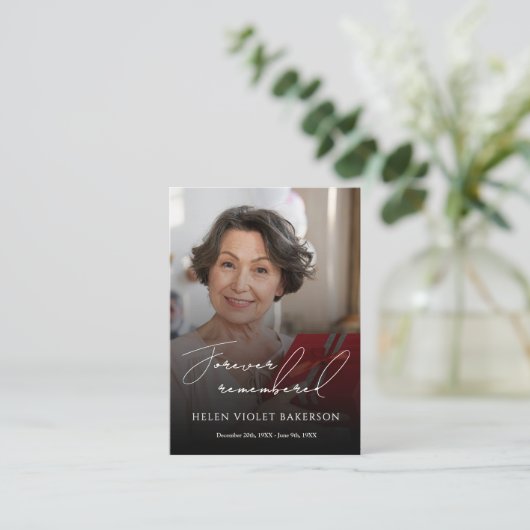 Modern Elegant Script Photo Funeral Welcome Sign 名刺 (スタンド正面)