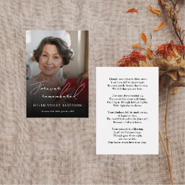 Modern Elegant Script Photo Funeral Welcome Sign 名刺