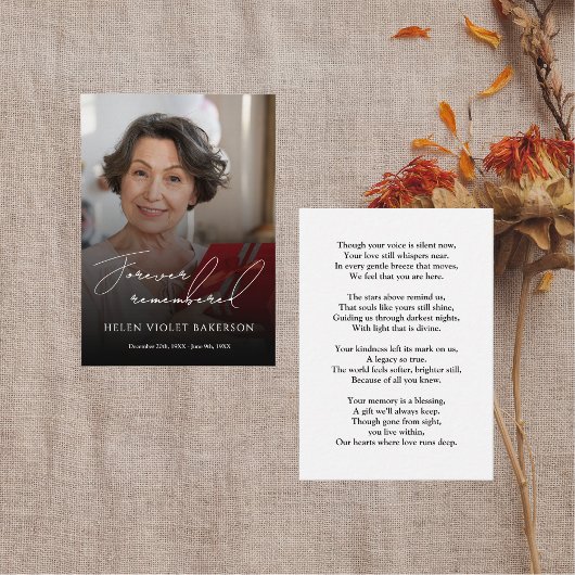 Modern Elegant Script Photo Funeral Welcome Sign 名刺