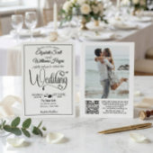 Modern Elegant Script QR Code Photo Budget Wedding 招待状