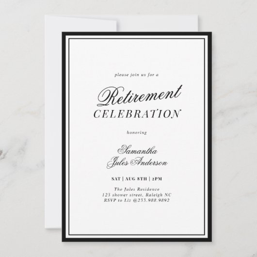 Modern Elegant Script Retirement Celebration 招待状 (正面)