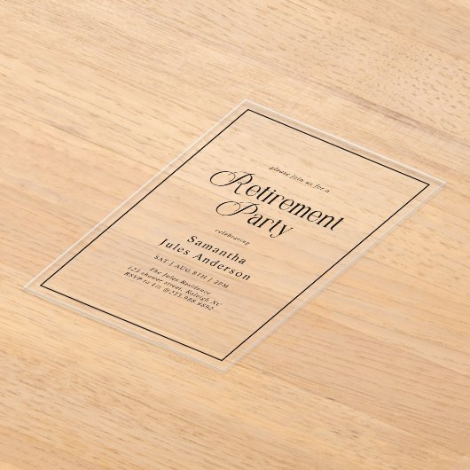 Modern Elegant Script Retirement Party  アクリル招待状 (レイダウン)