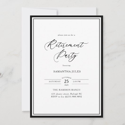 Modern Elegant Script Retirement Party 招待状 (正面)