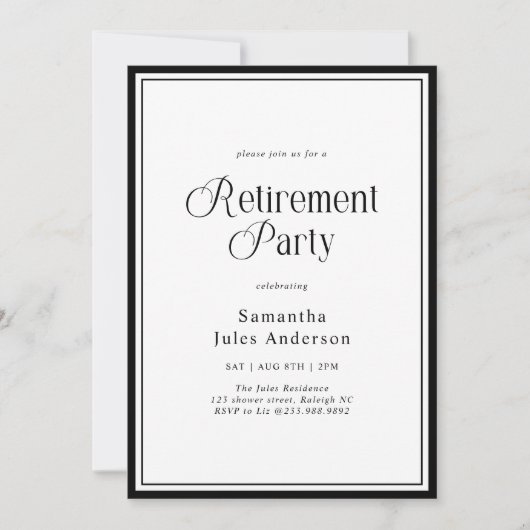 Modern Elegant Script Retirement Party  招待状 (正面)