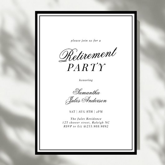 Modern Elegant Script Retirement Party  招待状