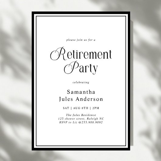 Modern Elegant Script Retirement Party  招待状
