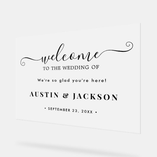 Modern Elegant Script Wedding Welcome  アクリルサイン (傾斜)
