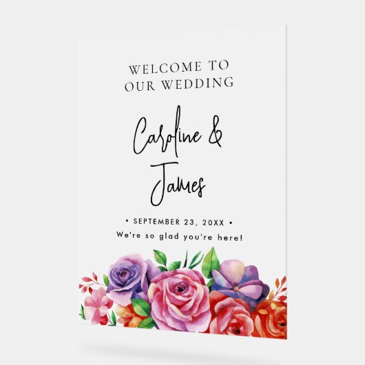 Modern Elegant Script Wedding Welcome  アクリルサイン (傾斜)