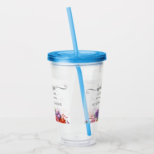 Modern Elegant Script Wedding Welcome アクリルタンブラー (左)