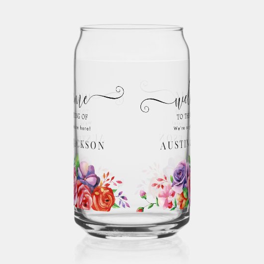 Modern Elegant Script Wedding Welcome ガラス缶 (右)