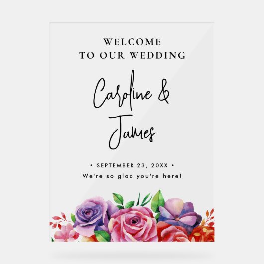 Modern Elegant Script Wedding Welcome  Acrylic Sig アクリルサイン (正面)