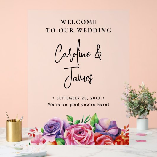 Modern Elegant Script Wedding Welcome  Acrylic Sig アクリルサイン (ウェディング)