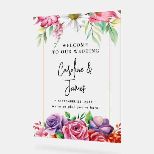 Modern Elegant Script Wedding Welcome  Acrylic Sig アクリルサイン (傾斜)