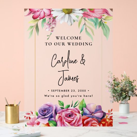 Modern Elegant Script Wedding Welcome  Acrylic Sig アクリルサイン (ウェディング)