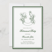 Modern Elegant Shamrock Horseshoe Retirement Party 招待状 (正面)