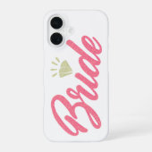 Modern Elegant Simple Bride Glittery Pink Diamond iPhone 16ケース (裏面)