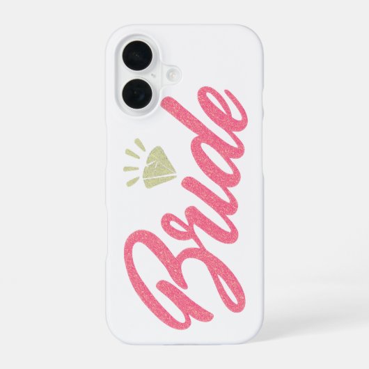 Modern Elegant Simple Bride Glittery Pink Diamond iPhone 16ケース (裏面)