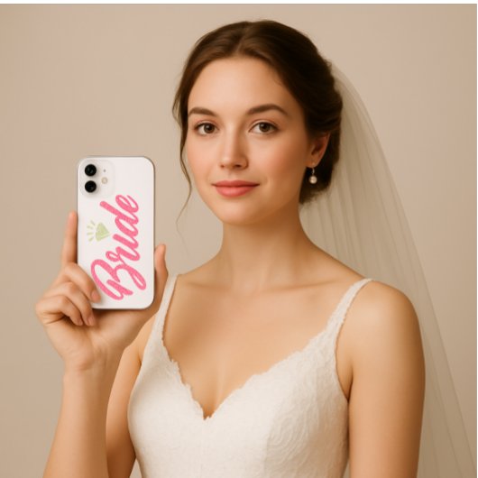Modern Elegant Simple Bride Glittery Pink Diamond iPhone 16ケース