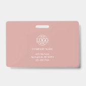 Modern Elegant Simple Dusty Rose Employee Photo ID バッジ (裏面)