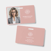 Modern Elegant Simple Dusty Rose Employee Photo ID バッジ (正面&裏面)