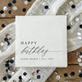 Modern Elegant Simple Happy Birthday Script スタンダードカクテルナプキン