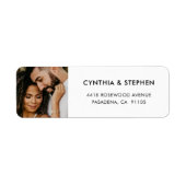 Modern Elegant Simple Photo Wedding Return Address ラベル (正面)